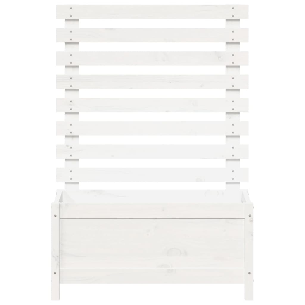 Jardinière avec support blanc 79x39,5x114 cm bois de pin massif