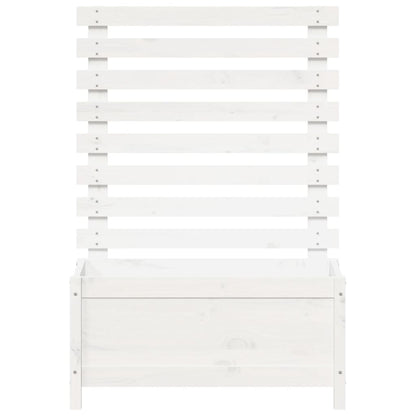 Jardinière avec support blanc 79x39,5x114 cm bois de pin massif