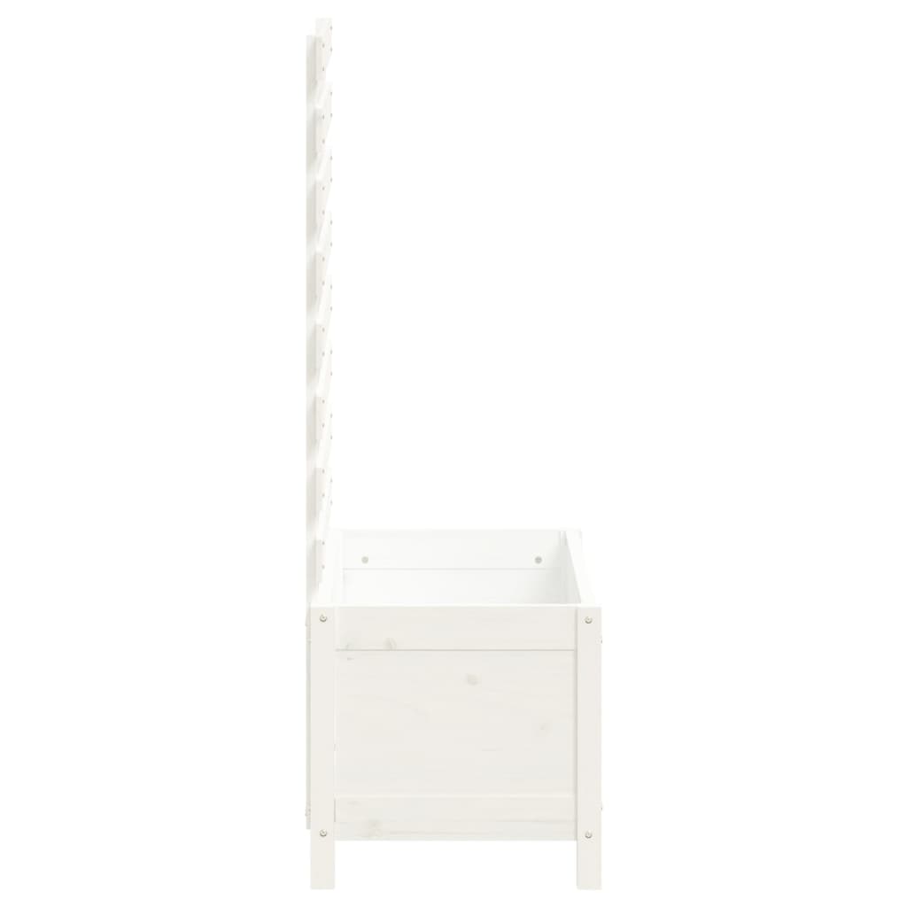 Jardinière avec support blanc 79x39,5x114 cm bois de pin massif