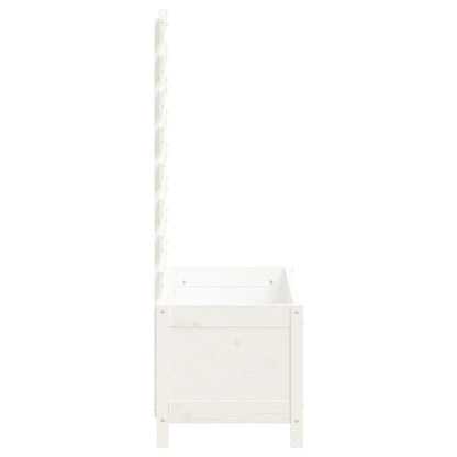 Jardinière avec support blanc 79x39,5x114 cm bois de pin massif
