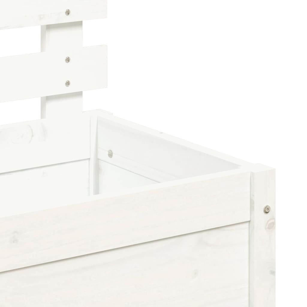 Jardinière avec support blanc 79x39,5x114 cm bois de pin massif