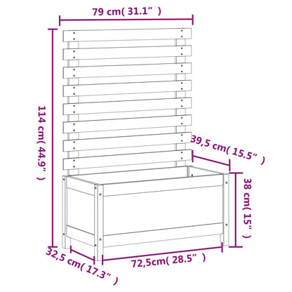 Jardinière avec support blanc 79x39,5x114 cm bois de pin massif