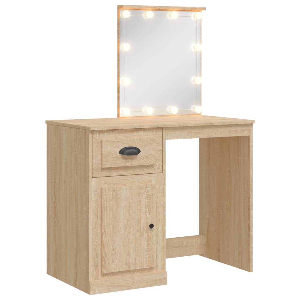 Coiffeuse avec lumières LED chêne sonoma ROSITA