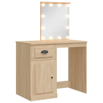Coiffeuse avec lumières LED chêne sonoma ROSITA