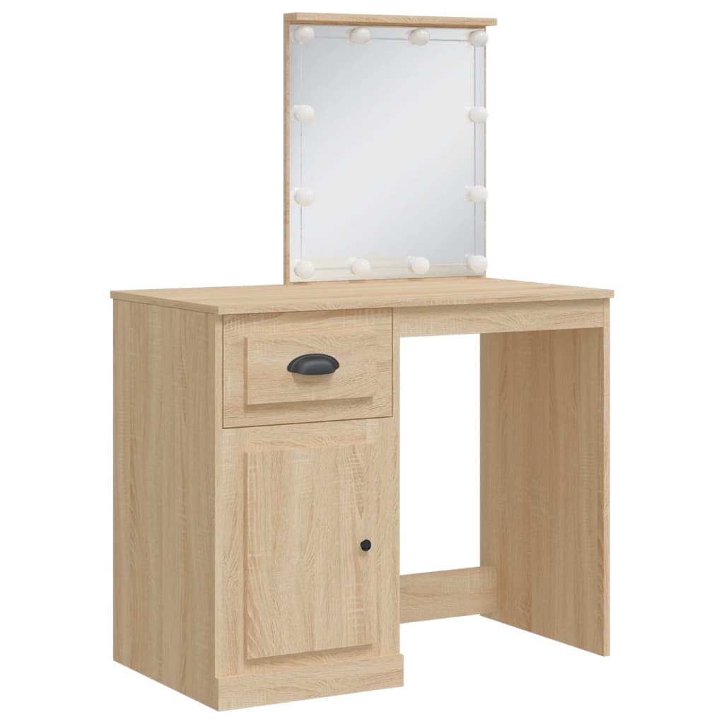 Coiffeuse avec lumières LED chêne sonoma ROSITA
