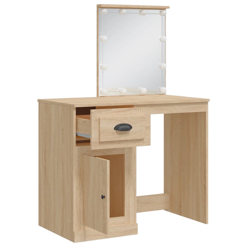 Coiffeuse avec lumières LED chêne sonoma ROSITA