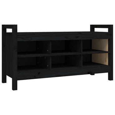 Panchina di ingresso nero 110x40x60 cm in legno di pino solido