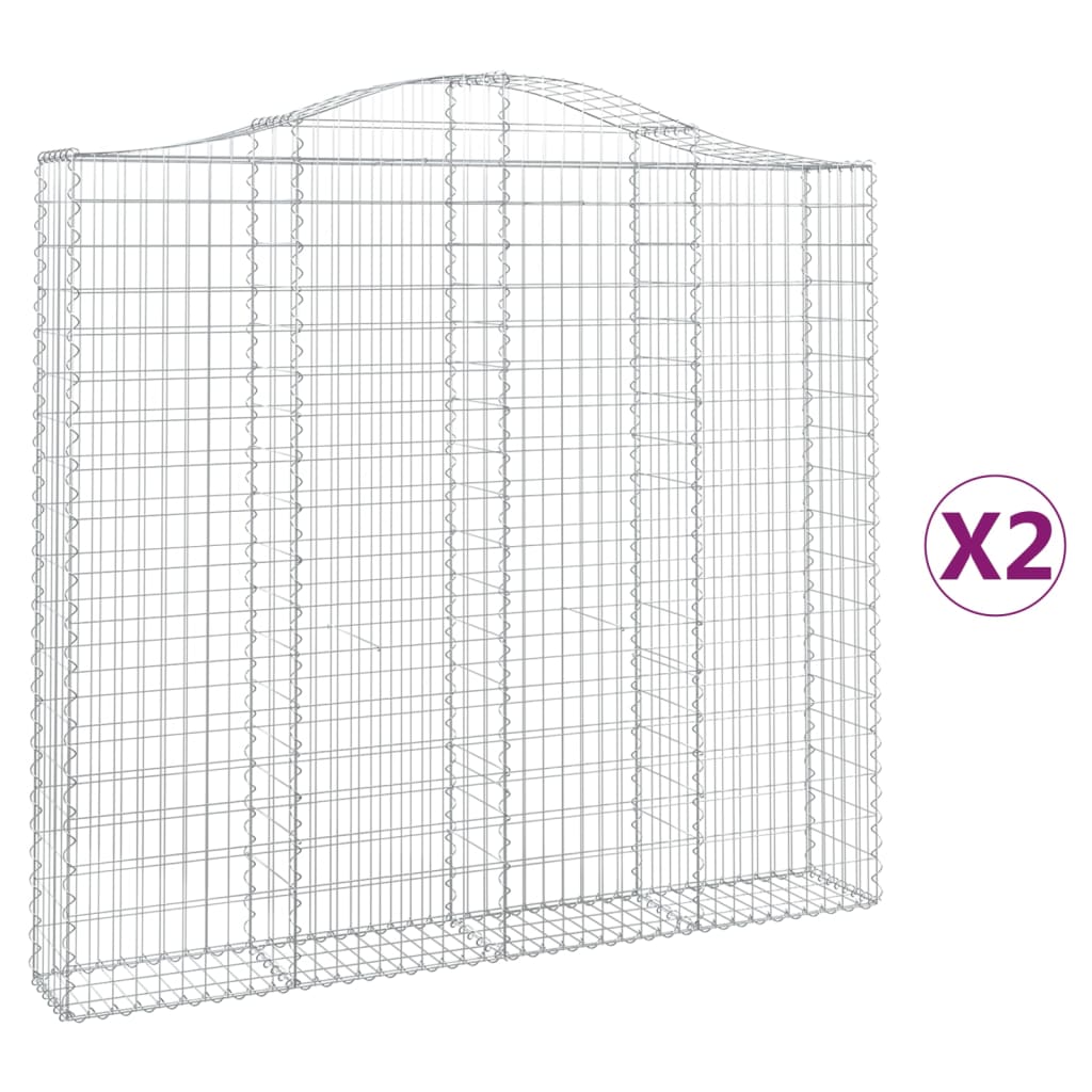 Paniers à gabions arqués 2 pcs 200x30x180/200 cm Fer galvanisé