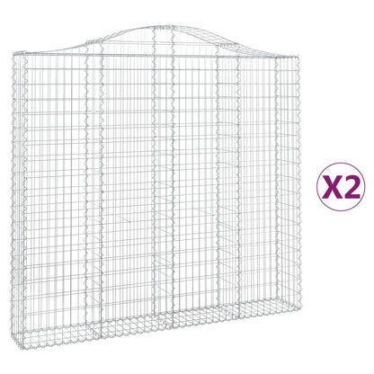 Paniers à gabions arqués 2 pcs 200x30x180/200 cm Fer galvanisé