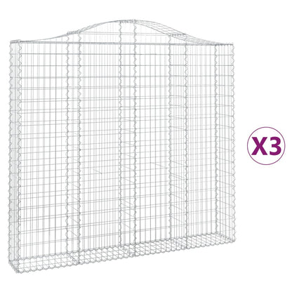 Paniers à gabions arqués 3 pcs 200x30x180/200 cm Fer galvanisé