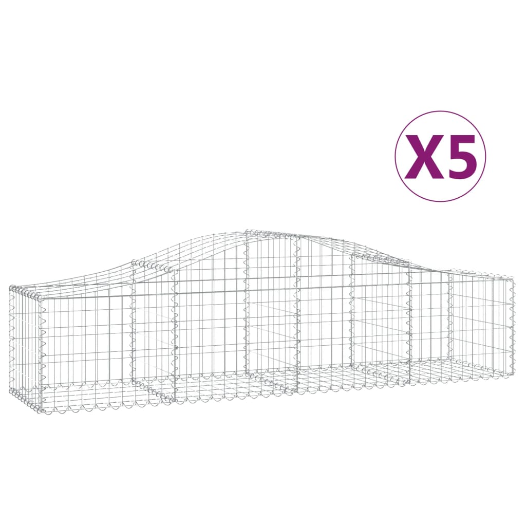 Arched Gabions baskets 5 pcs 200x50x40/60 cm Galvanized iron