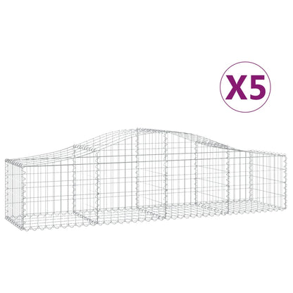 Arched Gabions baskets 5 pcs 200x50x40/60 cm Galvanized iron