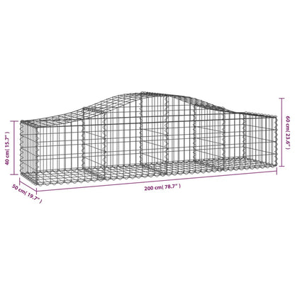 Arched Gabions baskets 5 pcs 200x50x40/60 cm Galvanized iron