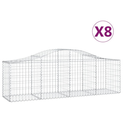 Paniers à gabions arqués 8 pcs 200x50x60/80 cm Fer galvanisé