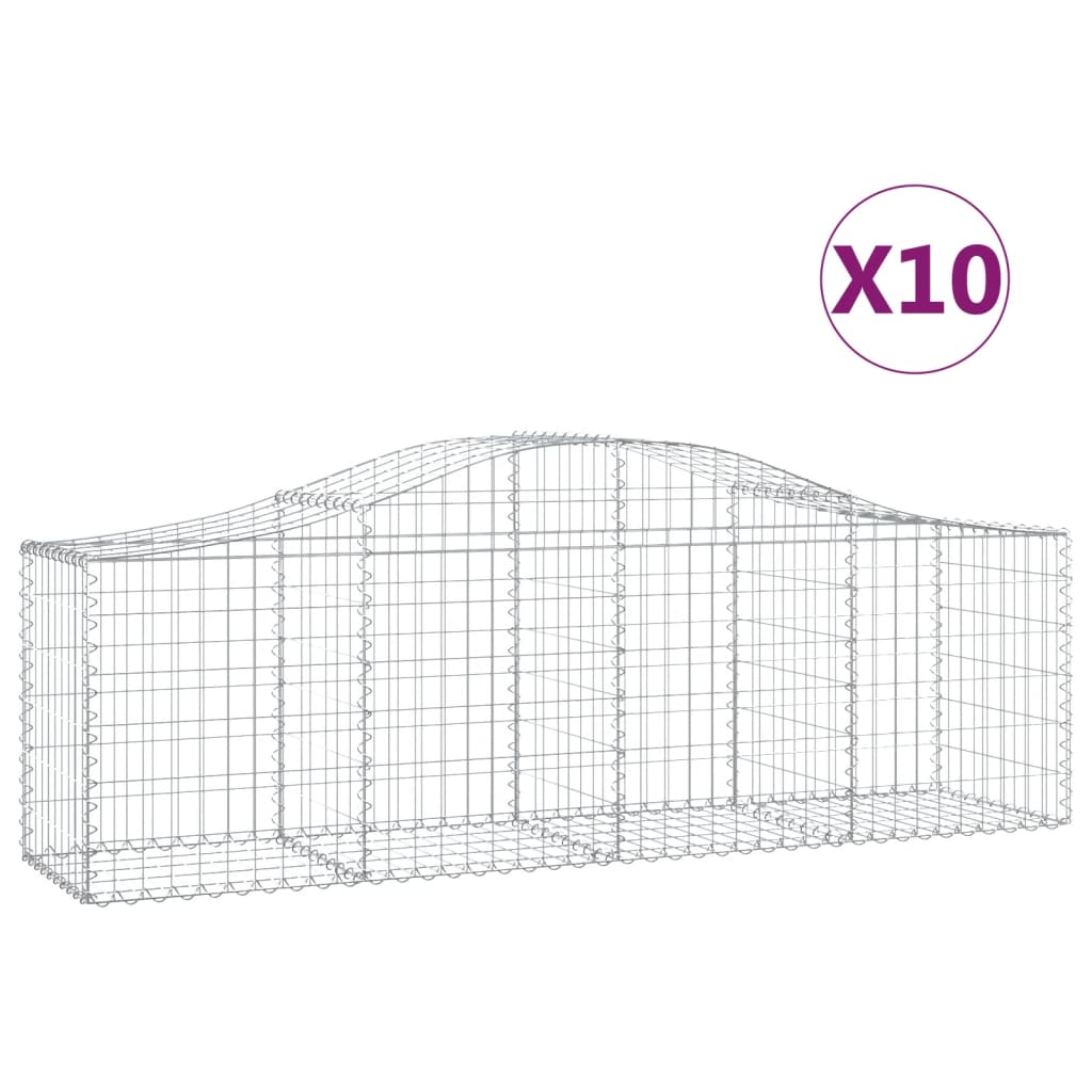 Paniers à gabions arqués 10 pcs 200x50x60/80 cm Fer galvanisé