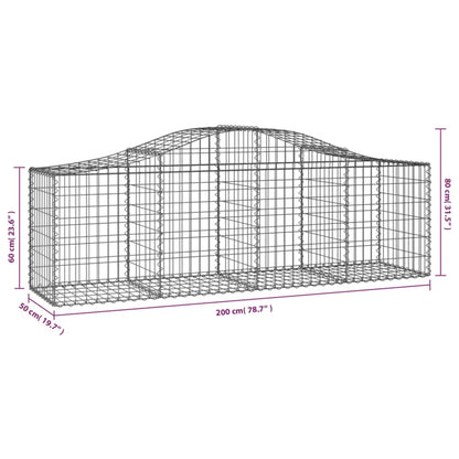 Paniers à gabions arqués 10 pcs 200x50x60/80 cm Fer galvanisé