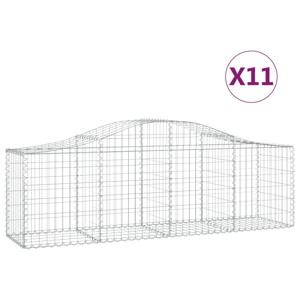 Paniers à gabions arqués 11 pcs 200x50x60/80 cm Fer galvanisé