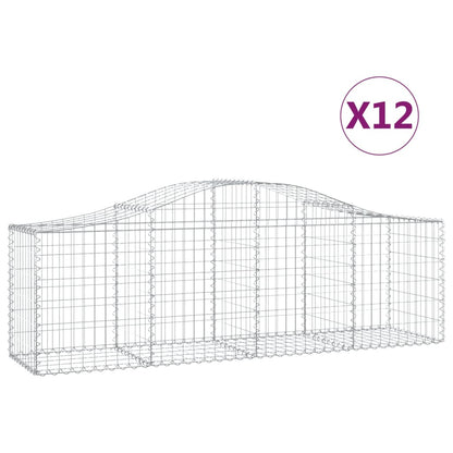 Paniers à gabions arqués 12 pcs 200x50x60/80 cm Fer galvanisé