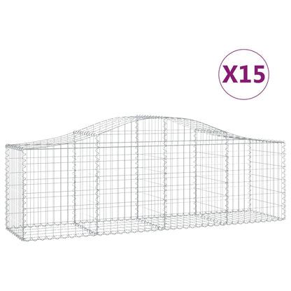 Paniers à gabions arqués 15 pcs 200x50x60/80 cm fer galvanisé