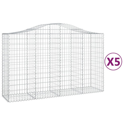 Paniers à gabions arqués 5 pcs 200x50x120/140 cm Fer galvanisé