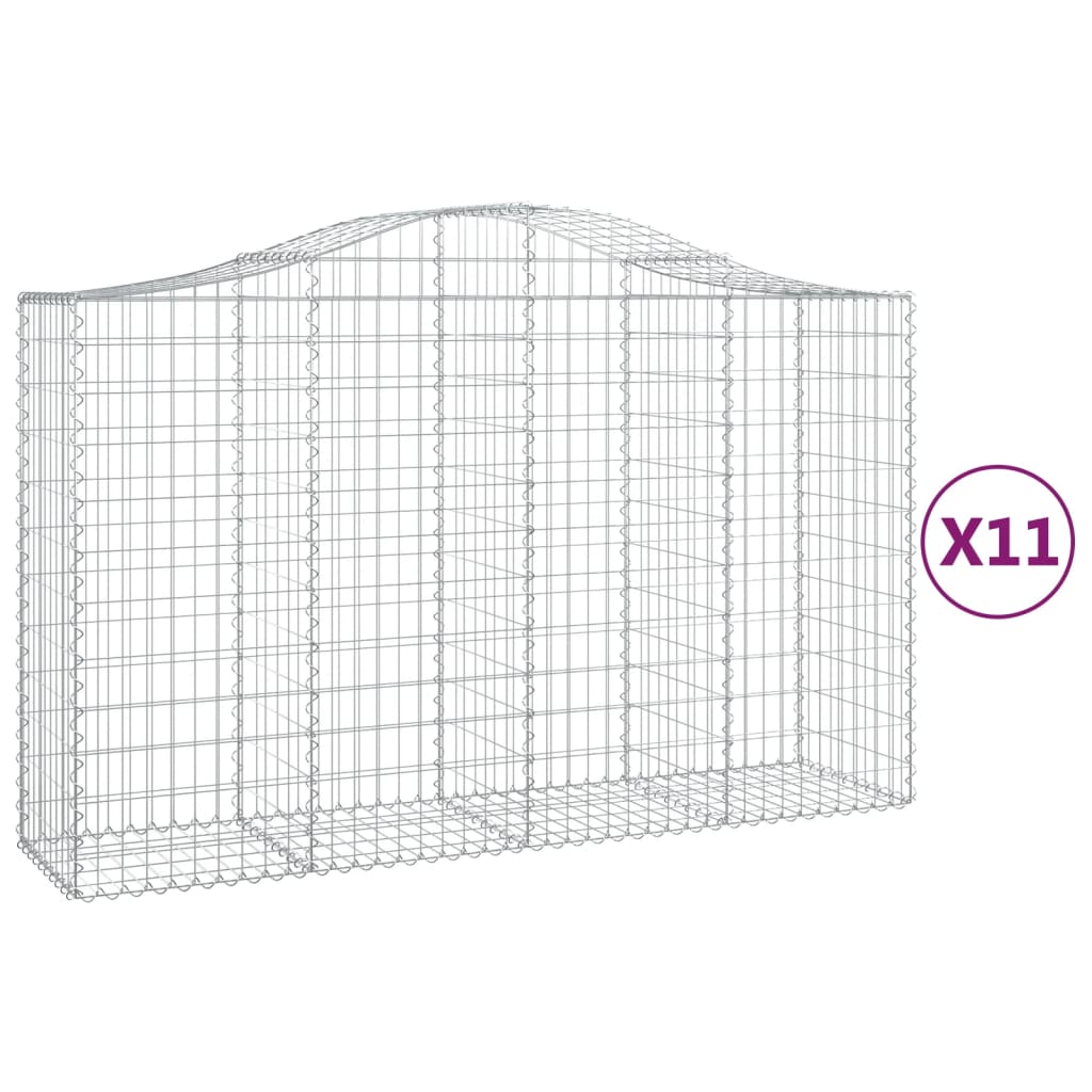 Paniers à gabions arqués 11 pcs 200x50x120/140 cm Fer galvanisé