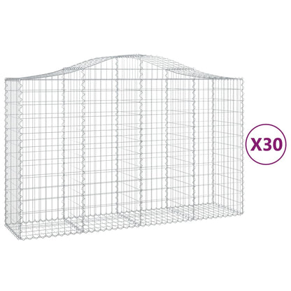 Paniers à gabions arqués 30 pcs 200x50x120/140 cm Fer galvanisé