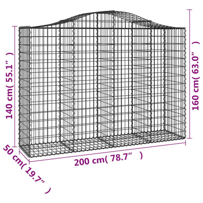 Paniers à gabions arqués 13 pcs 200x50x140/160 cm Fer galvanisé