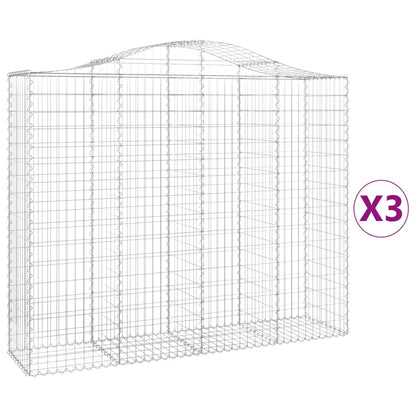 Paniers à gabions arqués 3 pcs 200x50x160/180 cm Fer galvanisé
