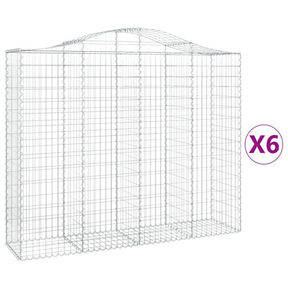 Paniers à gabions arqués 6 pcs 200x50x160/180 cm Fer galvanisé