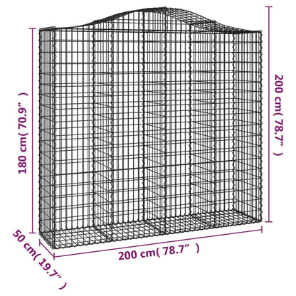 Paniers à gabions arqués 4 pcs 200x50x180/200 cm Fer galvanisé