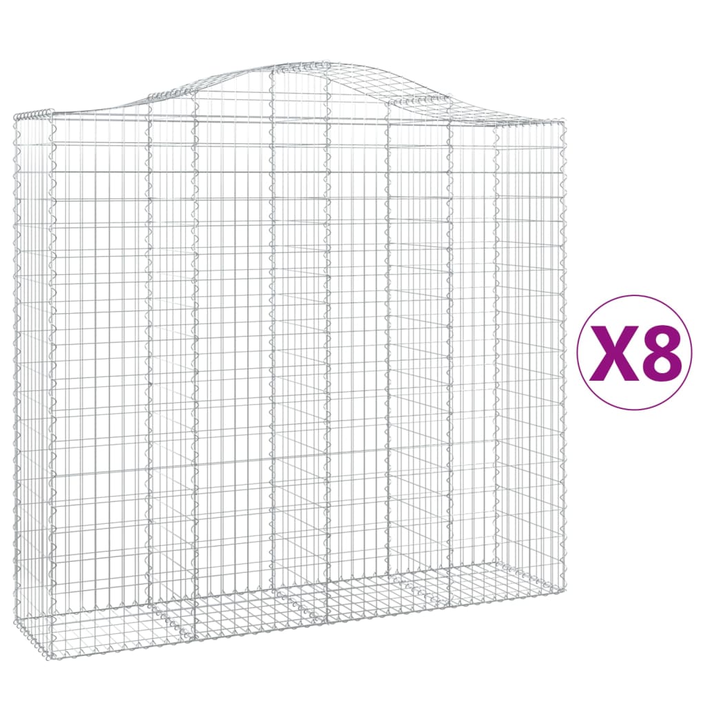 Paniers à gabions arqués 8 pcs 200x50x180/200 cm Fer galvanisé