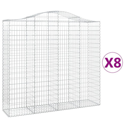 Paniers à gabions arqués 8 pcs 200x50x180/200 cm Fer galvanisé
