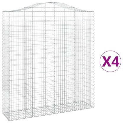 Paniers à gabions arqués 4 pcs 200x50x220/240 cm Fer galvanisé