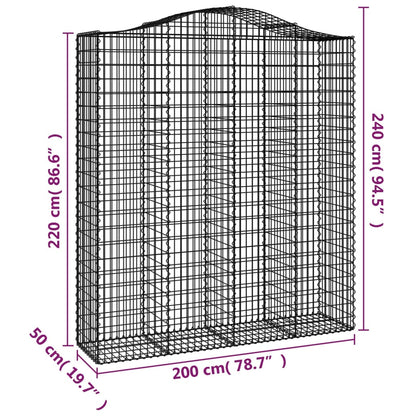 Paniers à gabions arqués 4 pcs 200x50x220/240 cm Fer galvanisé