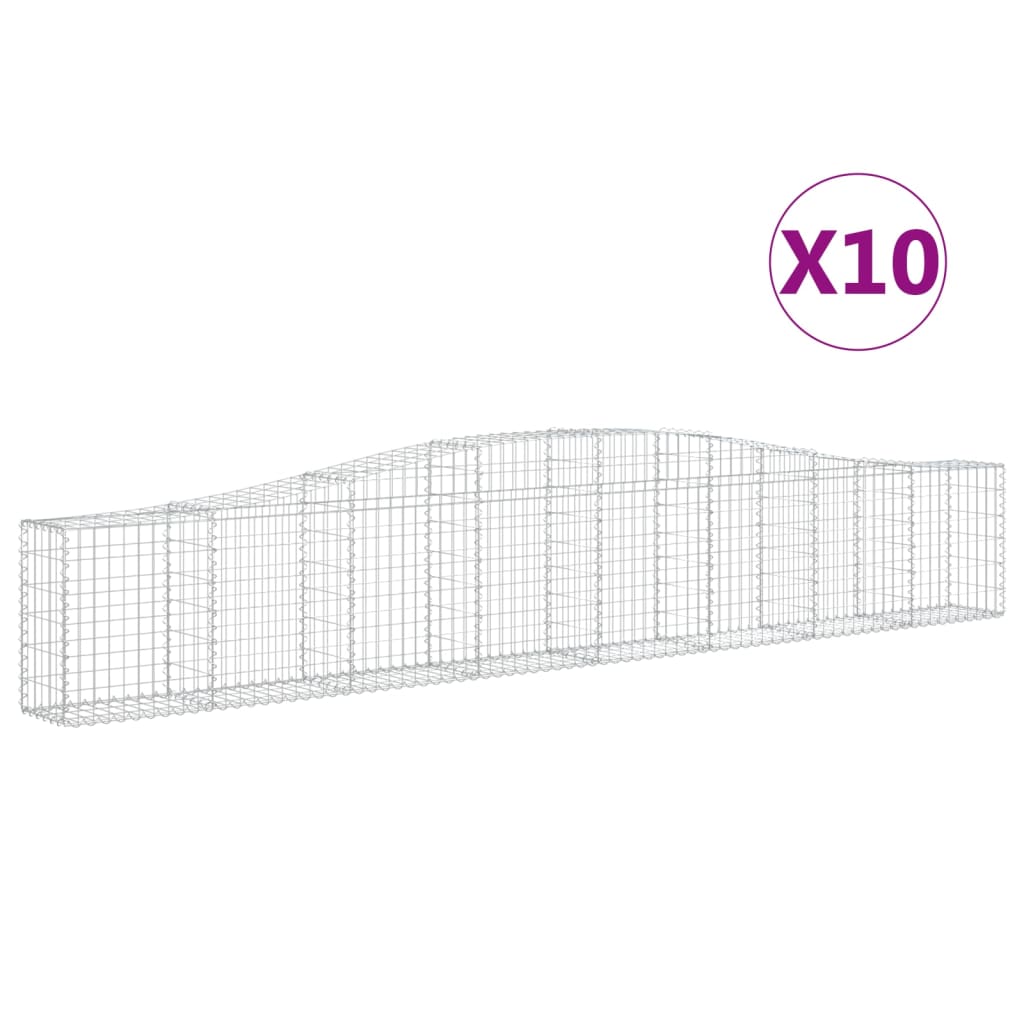 Paniers à gabions arqués 10 pcs 400x30x60/80 cm Fer galvanisé