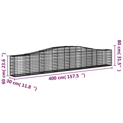 Paniers à gabions arqués 10 pcs 400x30x60/80 cm Fer galvanisé