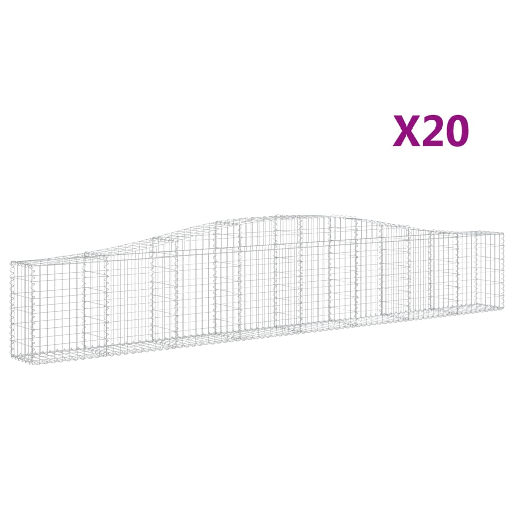 Paniers à gabions arqués 20 pcs 400x30x60/80 cm Fer galvanisé