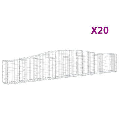 Paniers à gabions arqués 20 pcs 400x30x60/80 cm Fer galvanisé