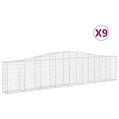 Paniers à gabions arqués 9 pcs 400x30x80/100 cm Fer galvanisé