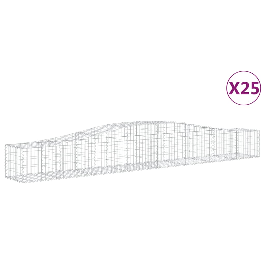 Paniers à gabions arqués 25 pcs 400x50x40/60 cm Fer galvanisé