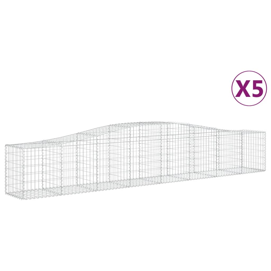 Paniers à gabions arqués 5 pcs 400x50x60/80 cm Fer galvanisé