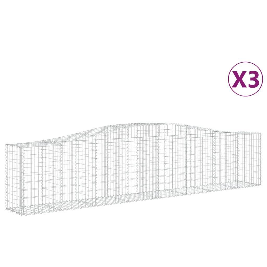 Paniers à gabions arqués 3 pcs 400x50x80/100 cm Fer galvanisé