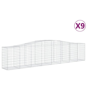 Paniers à gabions arqués 9 pcs 400x50x80/100 cm Fer galvanisé