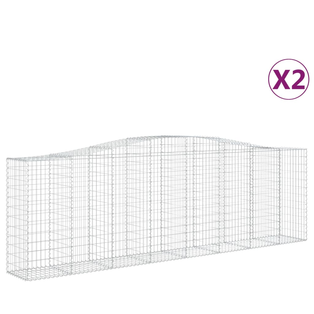 Paniers à gabions arqués 2 pcs 400x50x120/140 cm Fer galvanisé