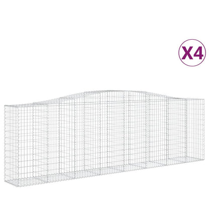 Paniers à gabions arqués 4 pcs 400x50x120/140 cm Fer galvanisé