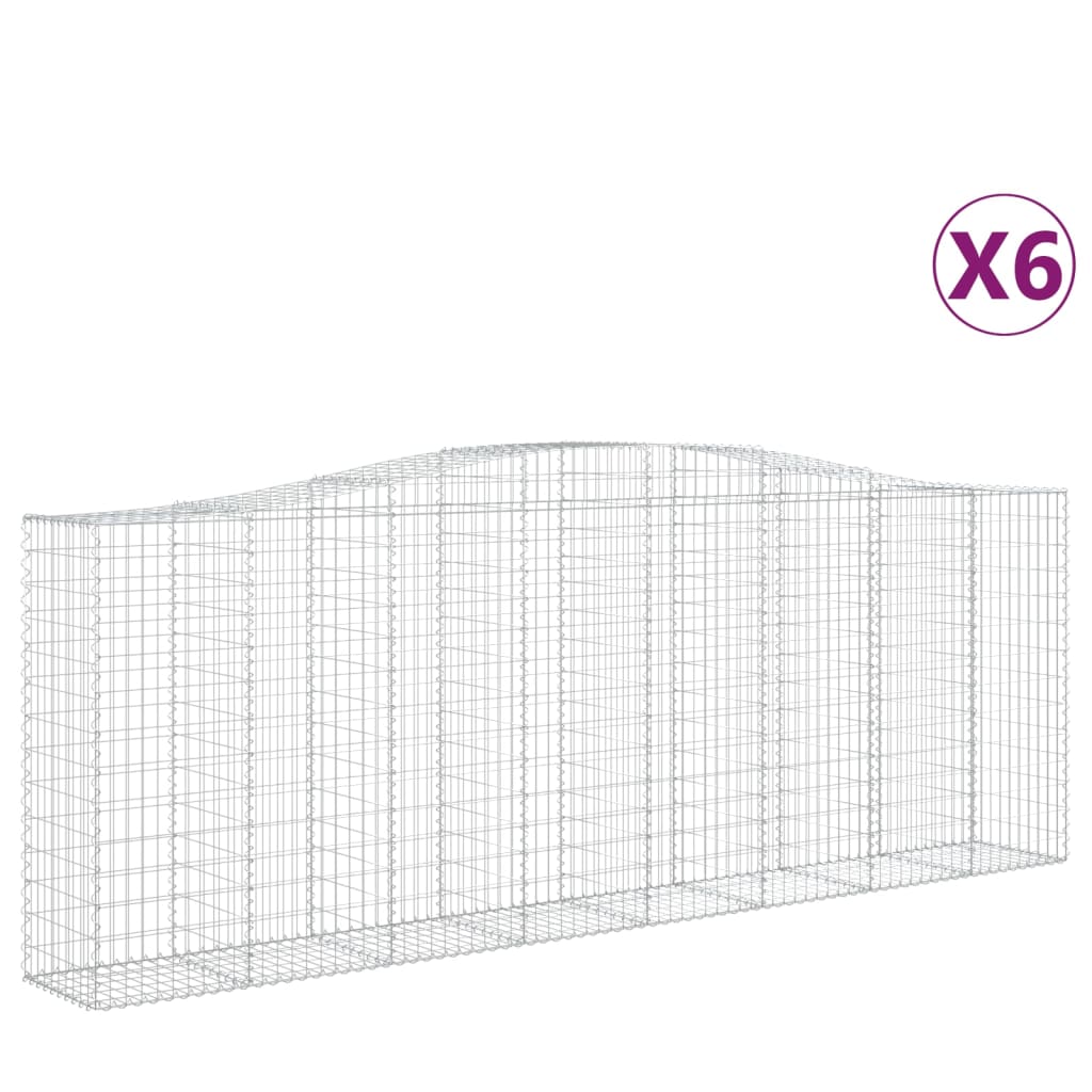 Paniers à gabions arqués 6 pcs 400x50x140/160 cm Fer galvanisé