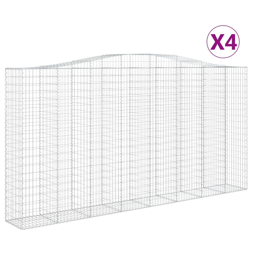 Paniers à gabions arqués 4 pcs 400x50x200/220 cm Fer galvanisé