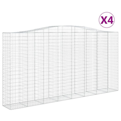 Paniers à gabions arqués 4 pcs 400x50x200/220 cm Fer galvanisé