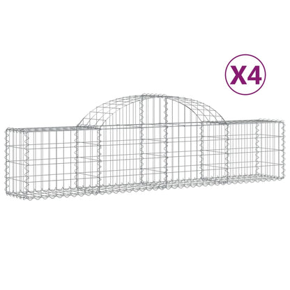 Paniers à gabions arqués 4 pcs 200x30x40/60 cm Fer galvanisé