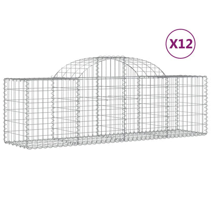 Paniers à gabions arqués 12 pcs 200x50x60/80 cm Fer galvanisé